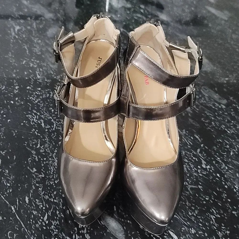 BRAND NEW JUSTBAF HIGH HEEL STILETTOS DOUBLE ADJUSTABLE BUCKLE ANKLE STRAP PUMP